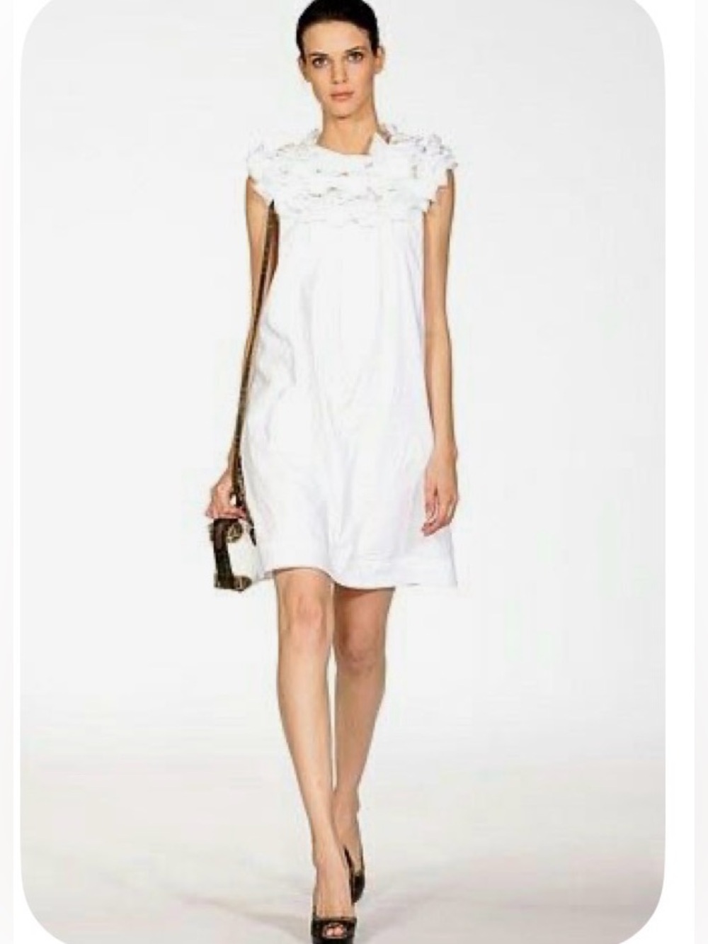 Fendi White Ruffled Mini Dress by Karl Lagerfeld